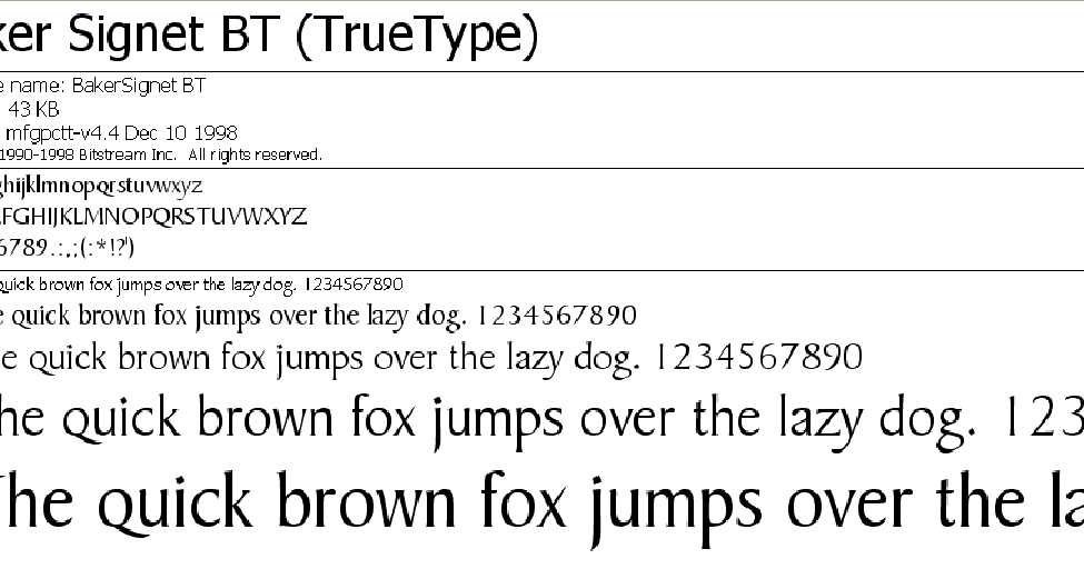 Baker Signet Font Free Download Mac