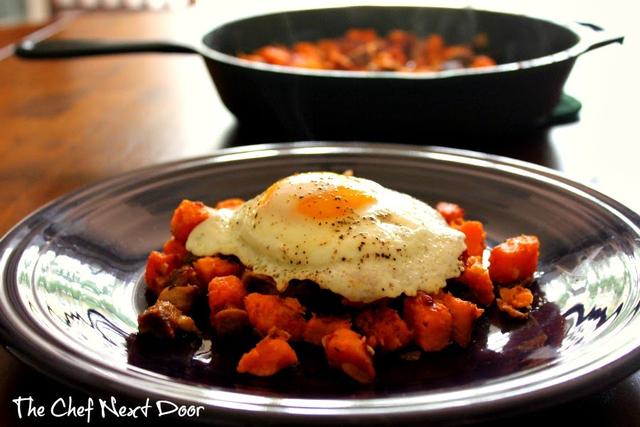 Cajun Pork Belly & Sweet Potato Hash
