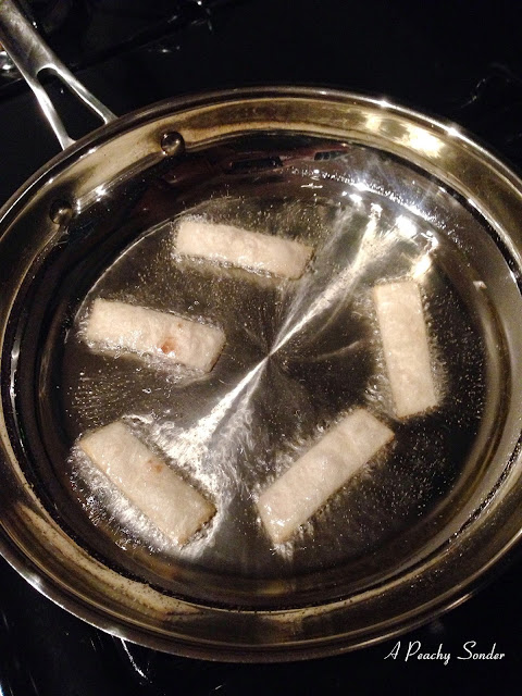 tortilla strips frying, tortilla strips