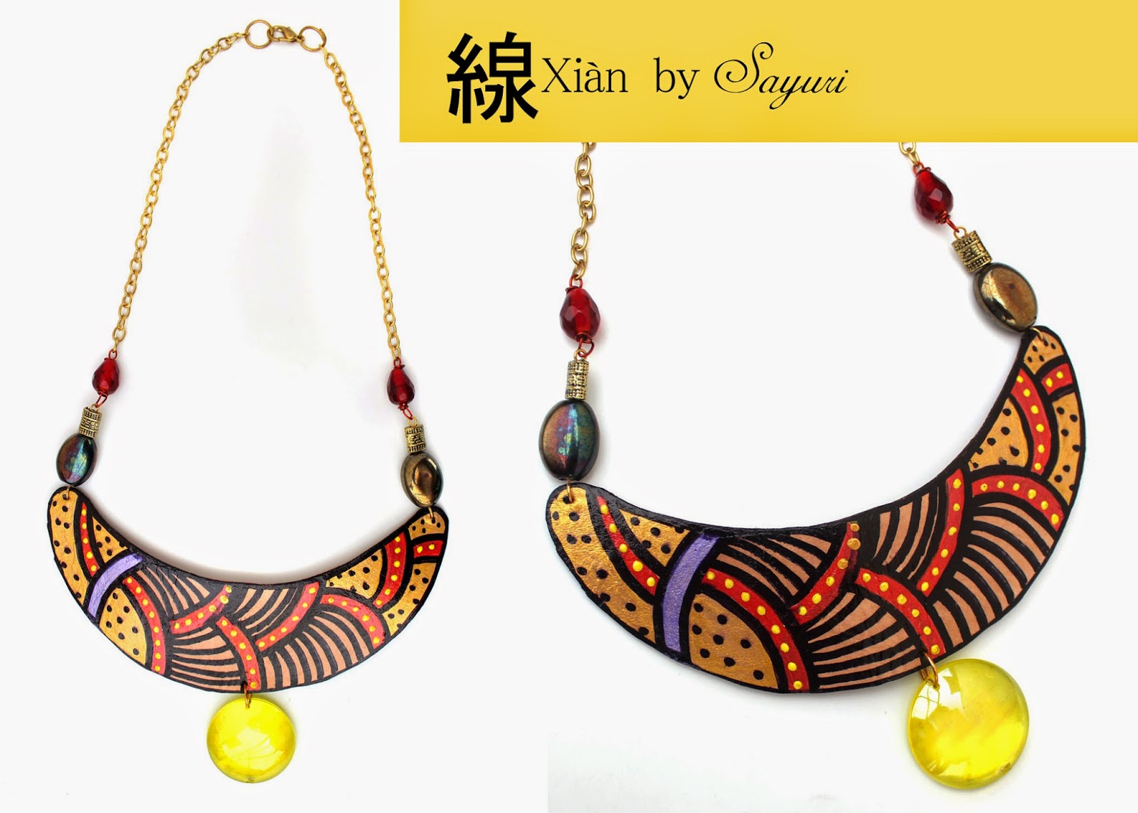 hand painted leather necklace