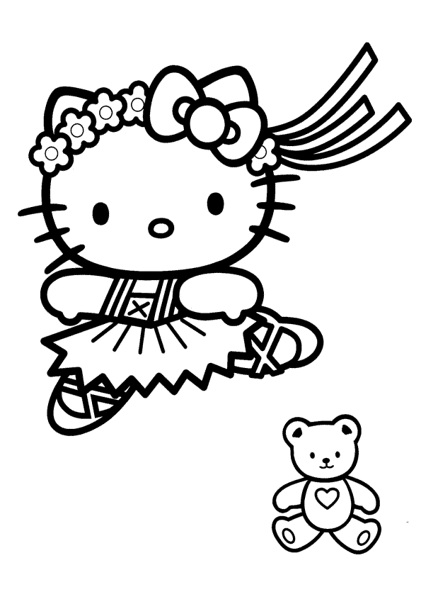 imagens hello kitty de vestidos pintar Desenhos Preto e Branco hello kitty de vestidos Colorir
