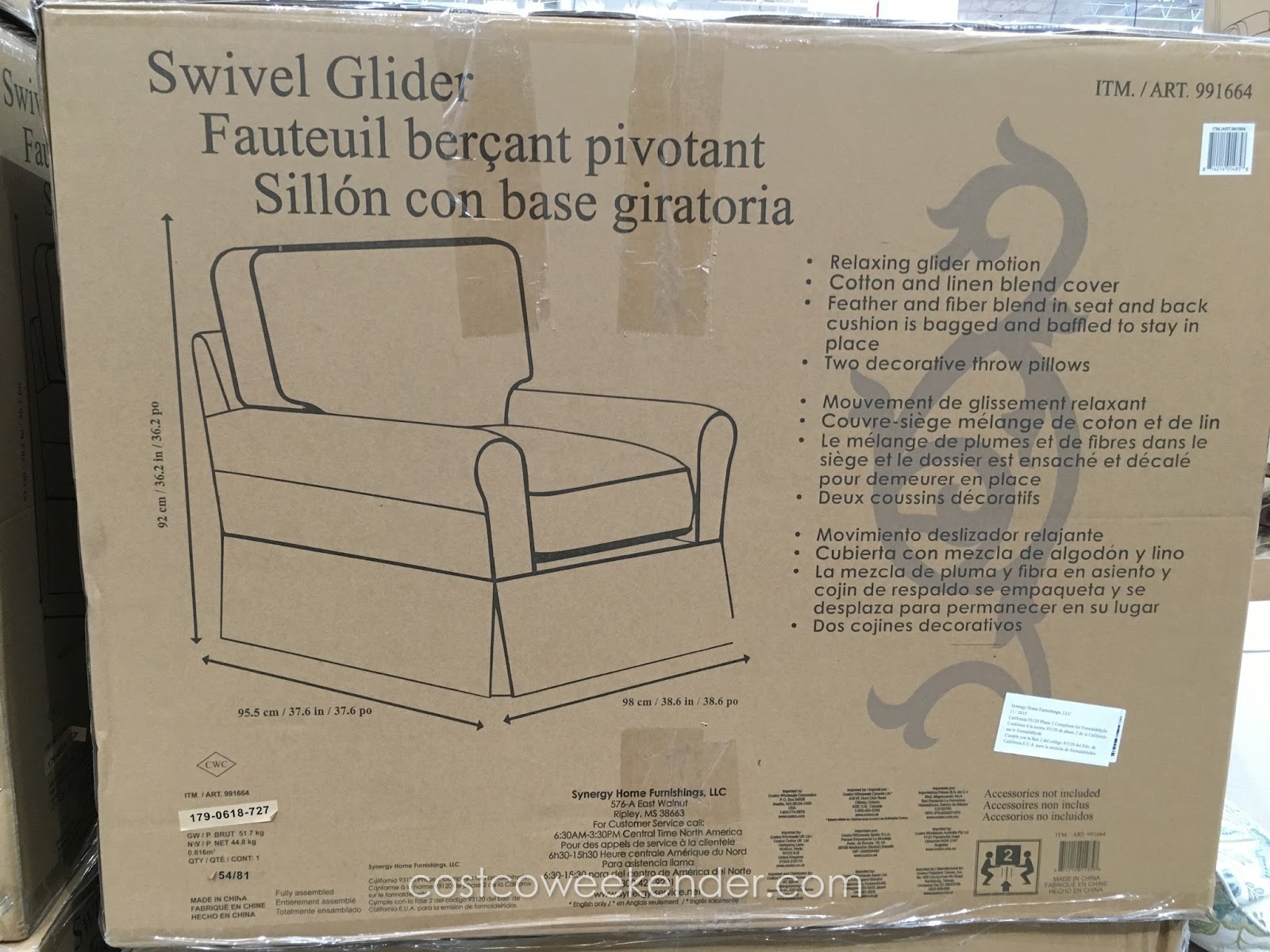 Synergy Swivel Glider Chair Costco Weekender