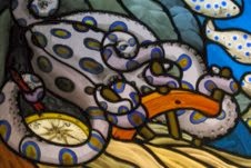 Stained-glass sea-bed anchor fish