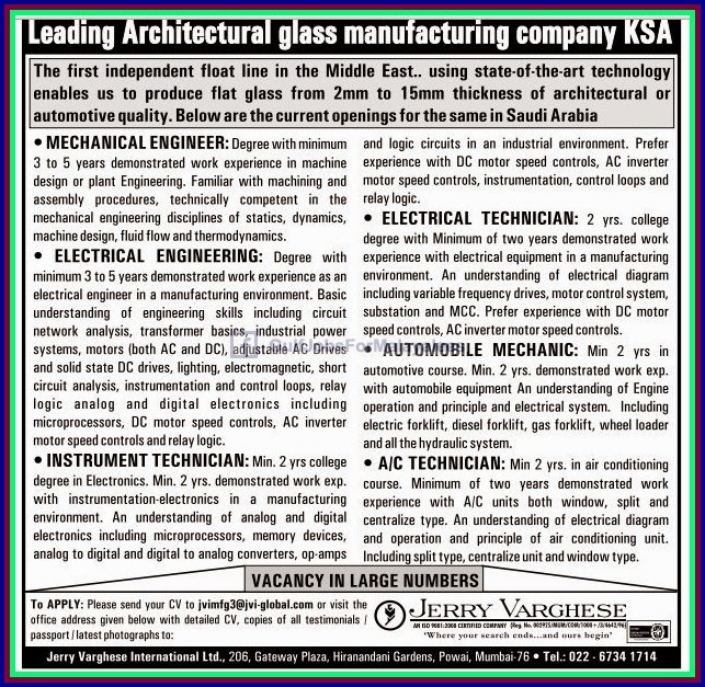 Manufacturing Company KSA Job Vacancies Gulf Jobs for Malayalees