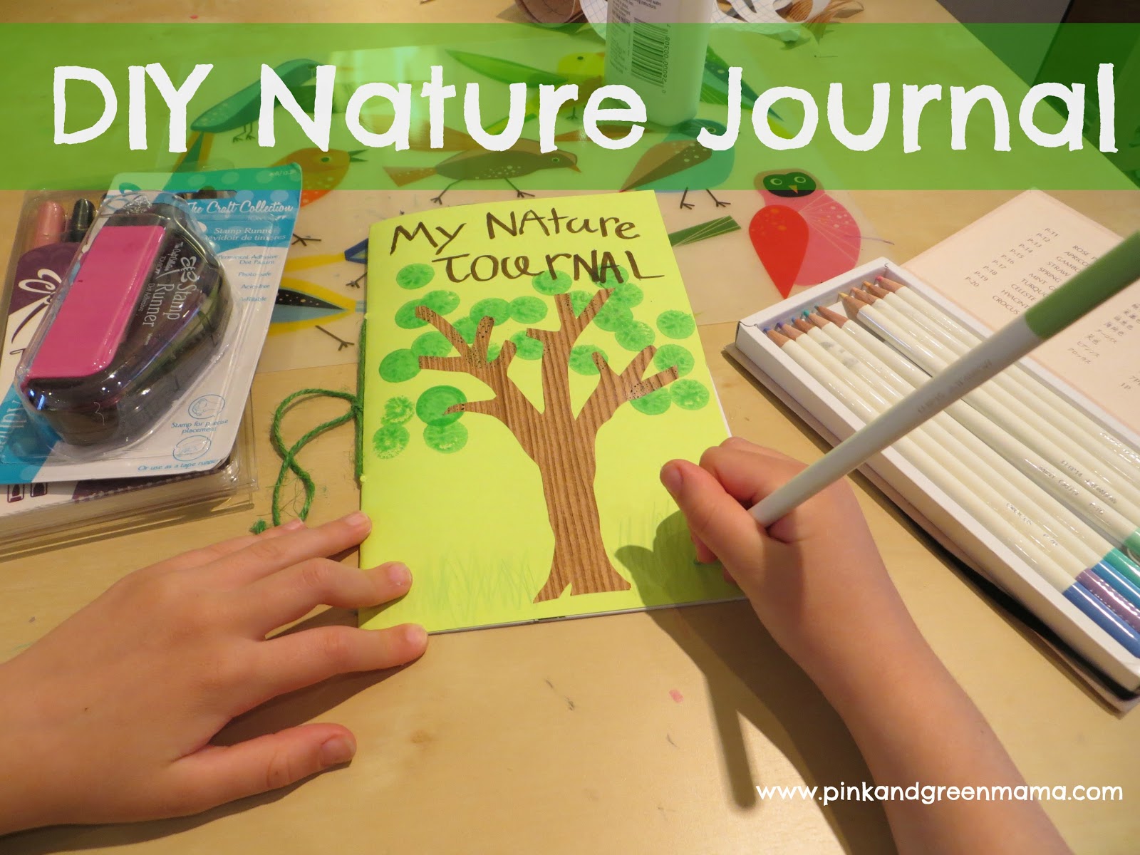 Pink and Green Mama DIY Nature Journal for Kids With Tombow Art