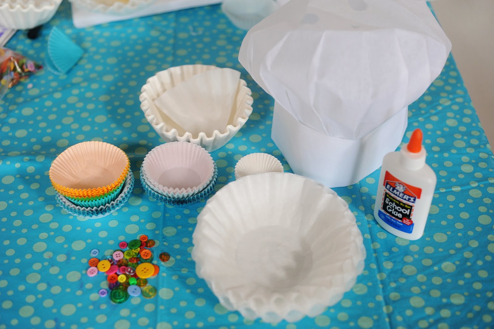 Frankly Speaking Too Cupcake Party Chef's Hat with CoffeeFilter Flower