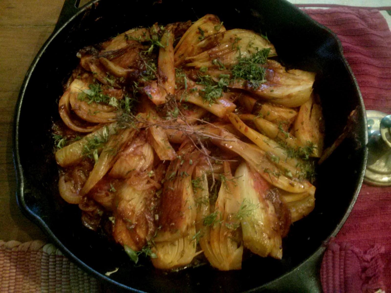 The Farmer's Daughter Signs of Spring and BRAISED FENNEL WEDGES WITH SAFFRON AND TOMATO