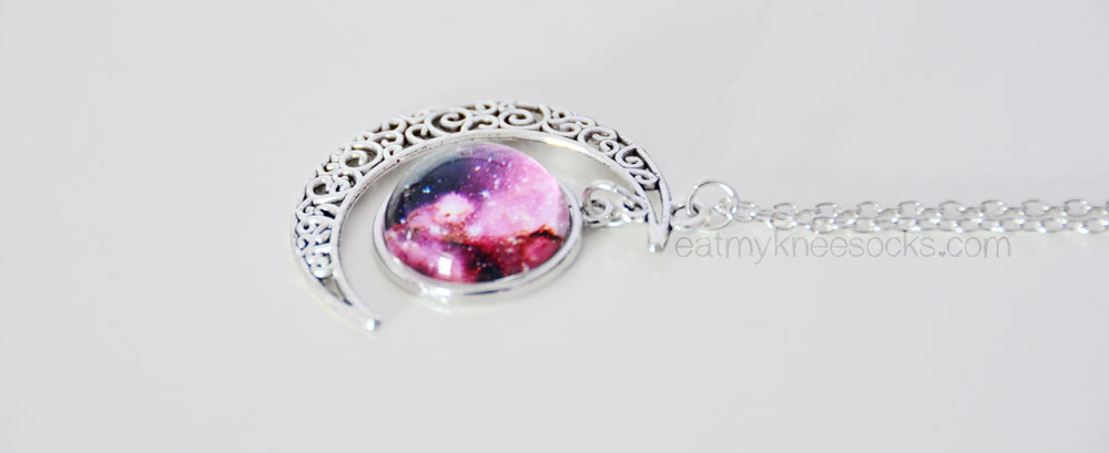 {Review} Born Pretty Store #3 - Necklaces, Chokers, & Hand Chains! - Moon Necklace The moon pendant starry sky necklace from Born Pretty Store.