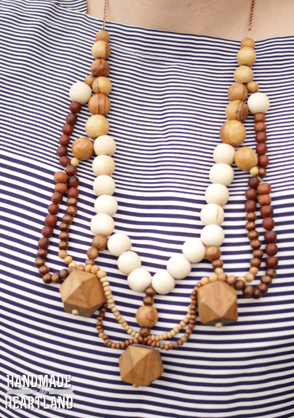 Refashioned thrifted wooden bead necklace tutorial, handmadeintheheartland.com