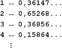 Correspondência entre os naturais e os elementos do intervalo (0,1) Correspondência entre os naturais e os elementos do intervalo (0,1)
