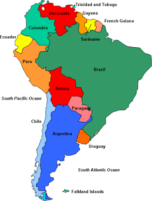 Basic politcal map of south america