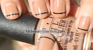 Burberry nail art: Striping tape manicure tutorial for beginners