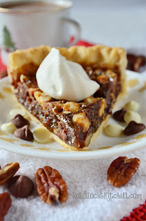 This Recipe for easy southern chocolate pecan pie is the best homemade dessert for any party or holiday celebration! A classic with a chocolate twist. Because everything is better with chocolate. Top with caramel flavored whipped cream for the perfect garnish!