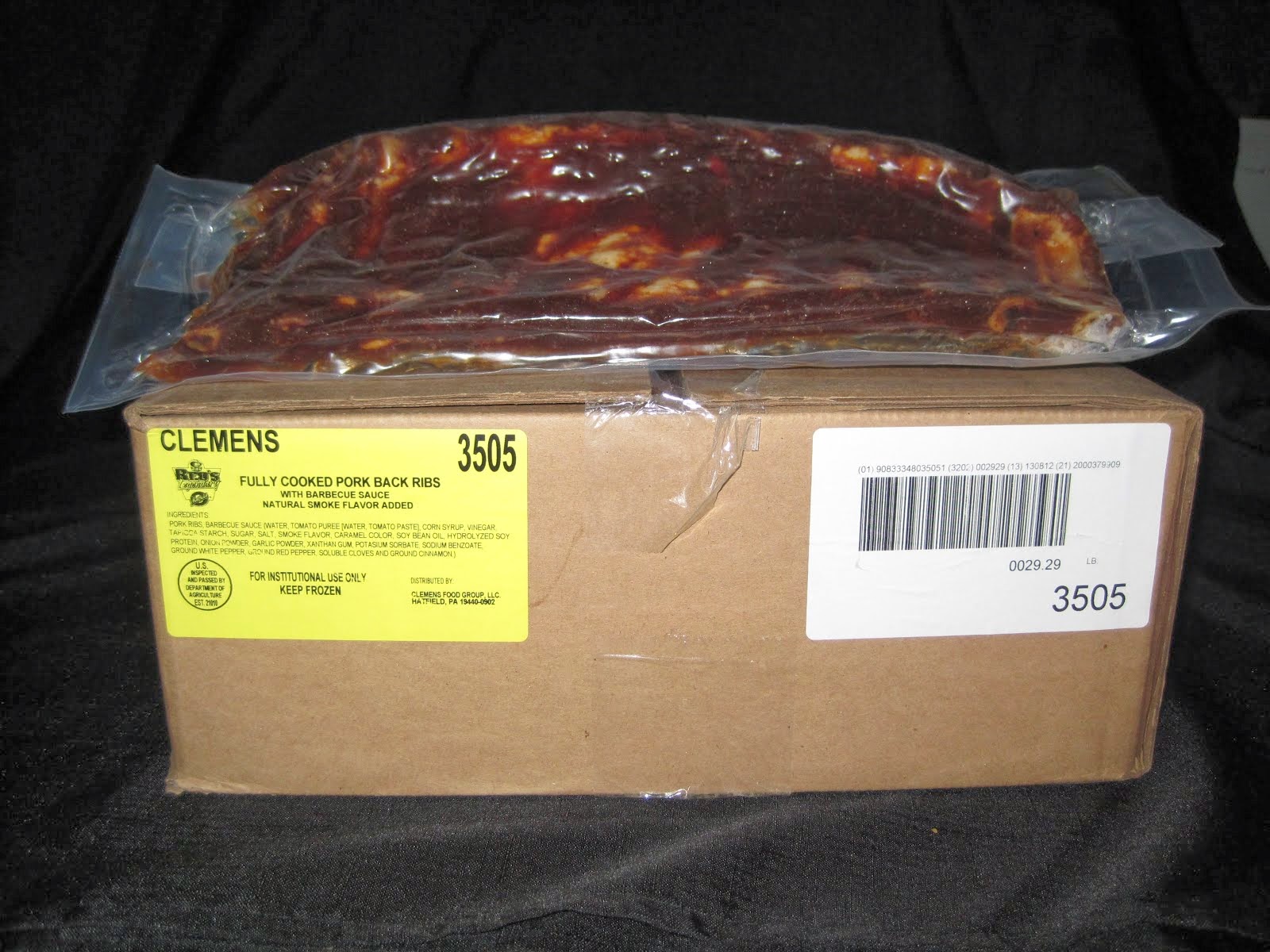 Hatfield Fully Cooked and Sauced Ribs.  A Family Favorite!! 26 lb average weight - Item # 15945