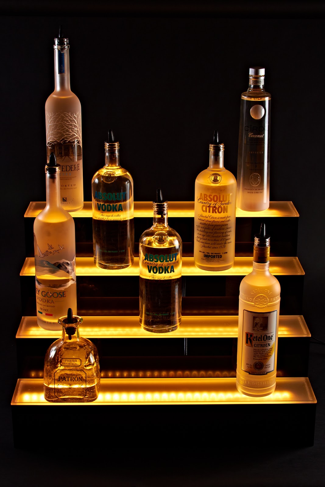 LED Liquor Shelves Display Wall Mount LIQUOR SHELVES 4 Tier Liquor