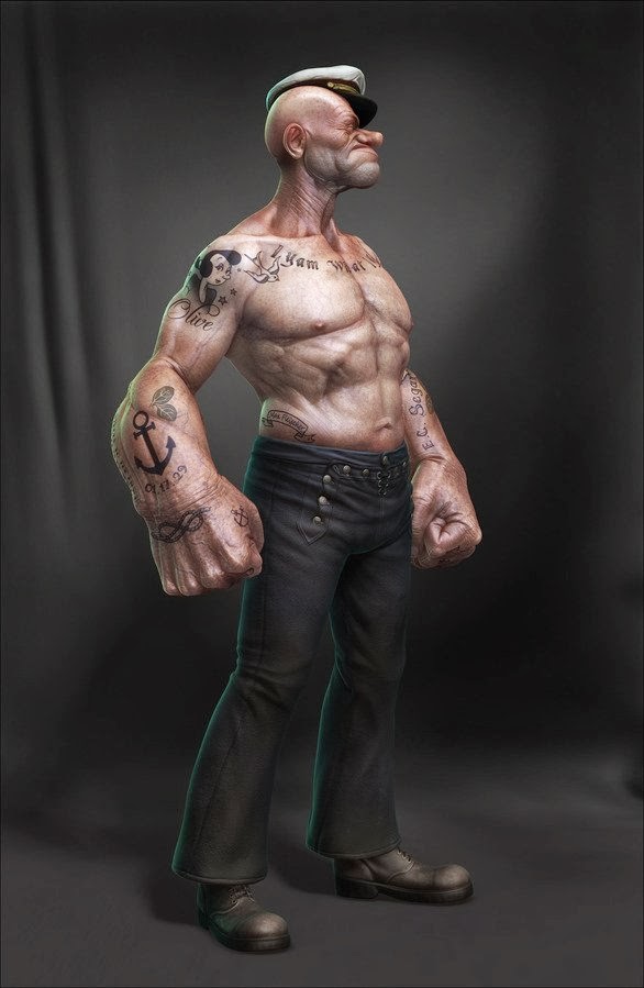 sebuah karya seni digital ia coba menampilkan tokoh popeye kedalam