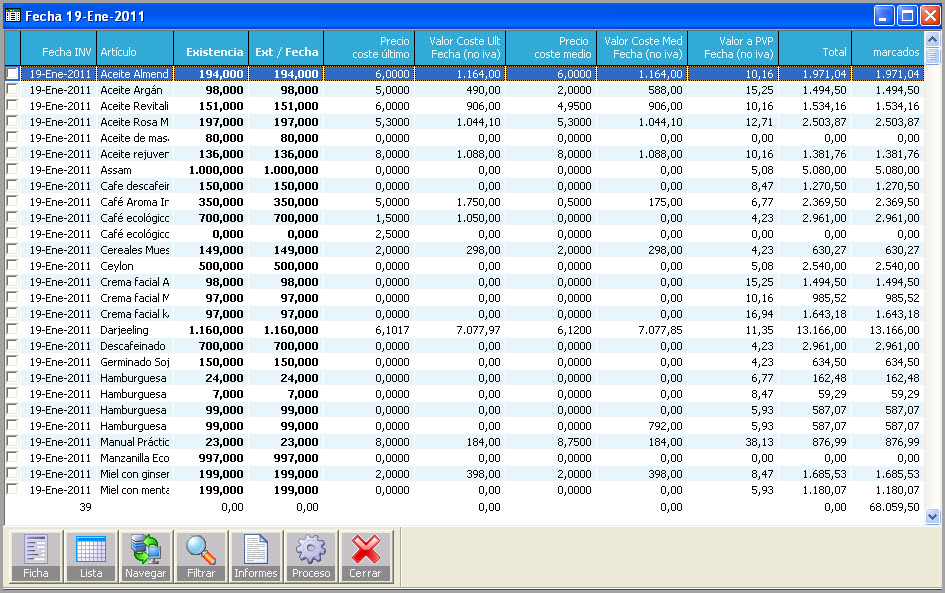 formato de informe de inventario