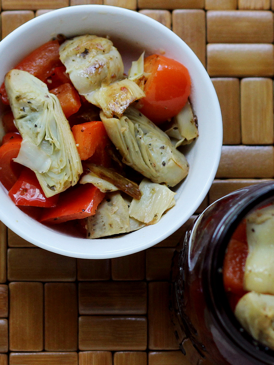 Cookistry Artichoke Heart and Red Pepper Salad