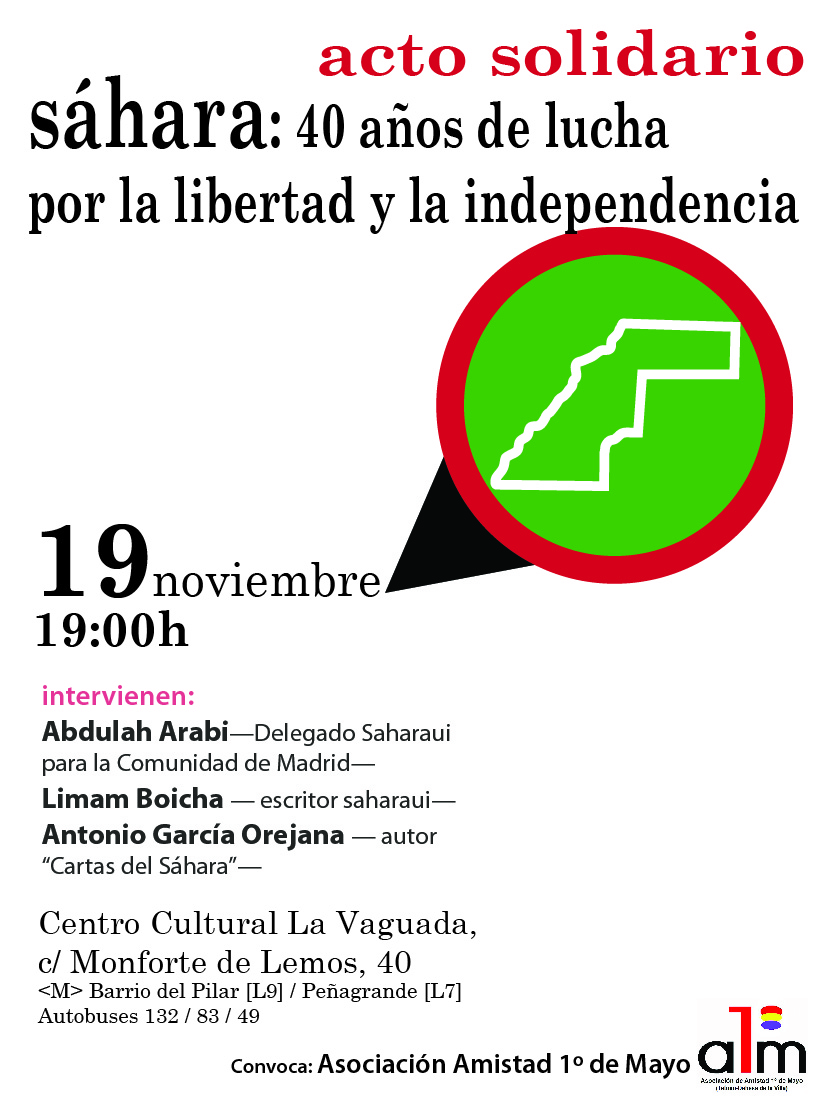 19 noviembre Acto Solidaridad Pueblo Saharaui