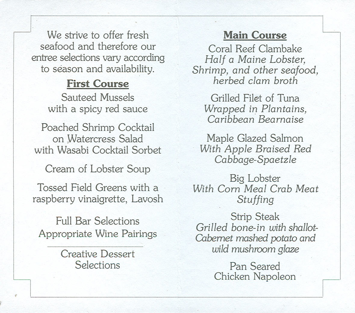 Disney Vacation Kingdom Coral Reef Restaurant