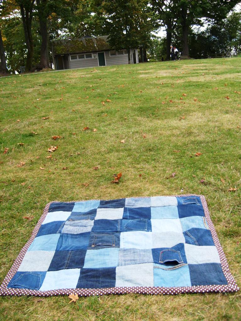 Green, Broke & Living in Kits Recycled Jean Denim Quilt Part II