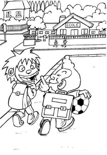 COLOREA TUS DIBUJOS: Niños caminando a la escuela para colorear y pintar