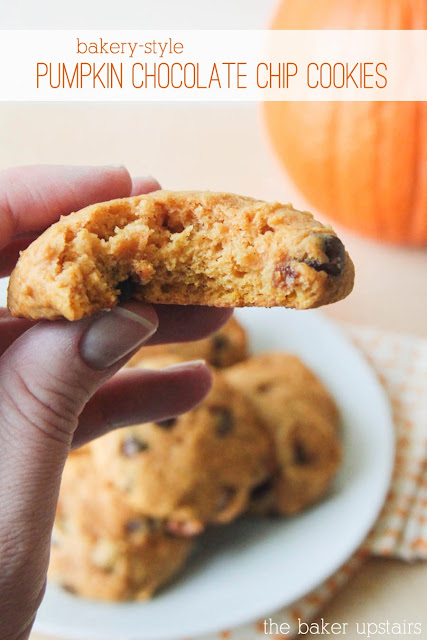 These bakery-style pumpkin chocolate chip cookies are so moist and tender, with the most delicious combination of pumpkin and chocolate! 