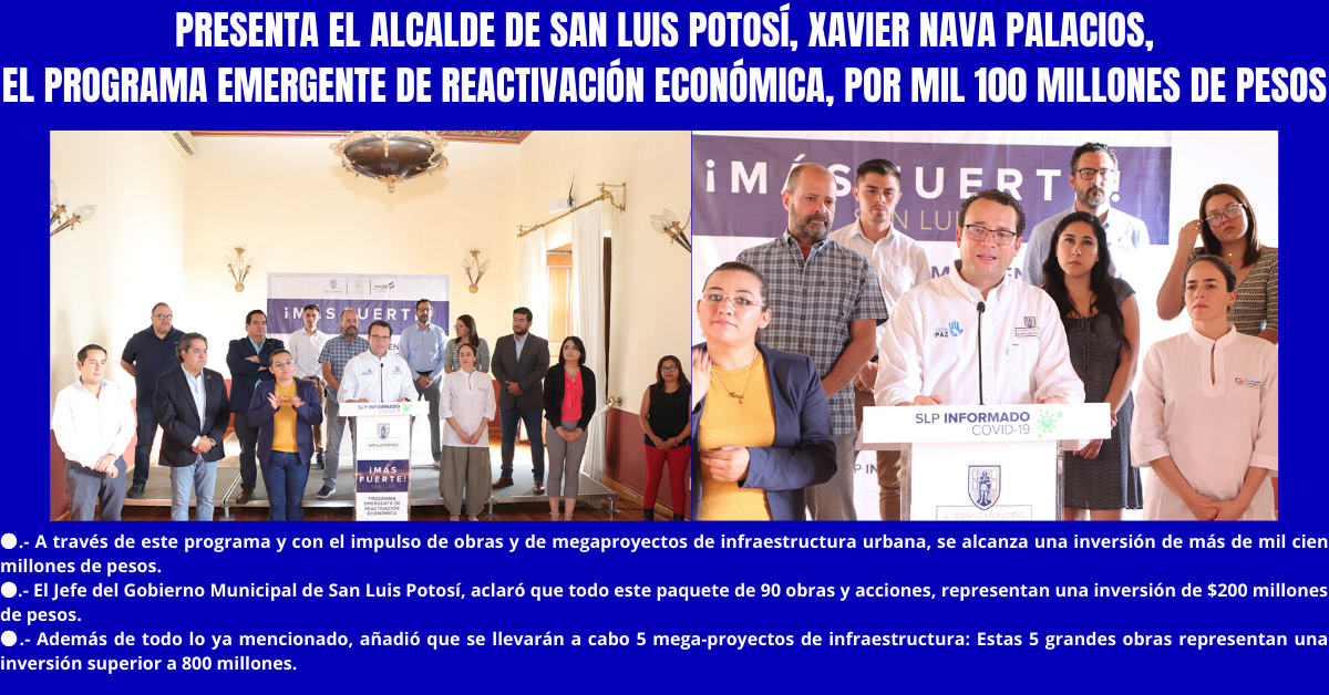 PRESENTA EL ALCALDE XAVIER NAVA PALACIOS, UN PROGRAMA EMERGENTE POR 1 MIL 100 MILLONES DE PESOS.