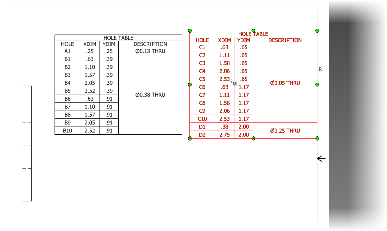 Repositioning the newly split table.