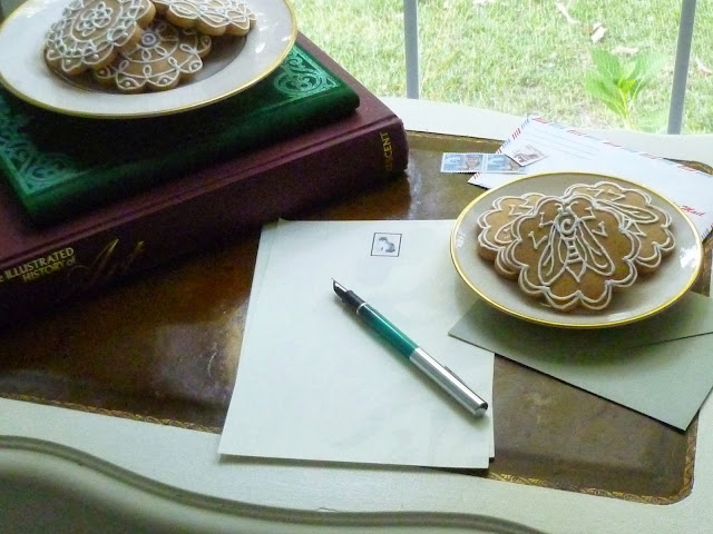 letter writing, honey-vanilla cookies