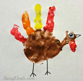 handprint turkey craft for kids at thanksgiving