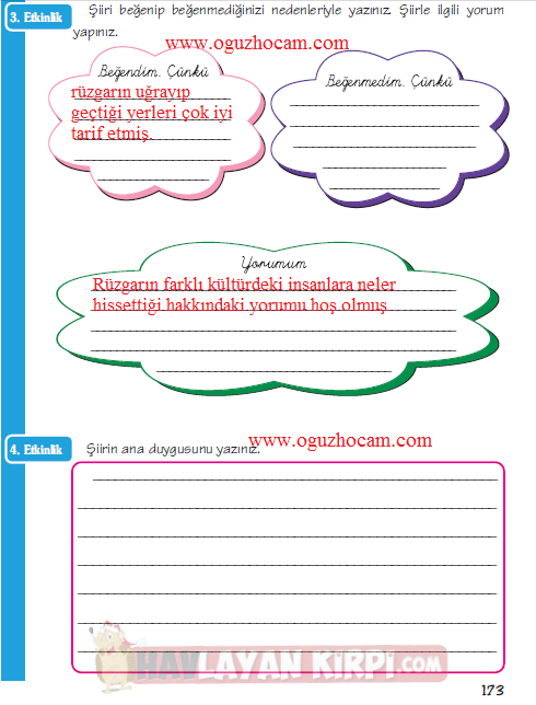6.SINIF TÜRKÇE EVREN YAYINLARI DERS KİTABI CEVAPLARI SAYFA 173 - DERS