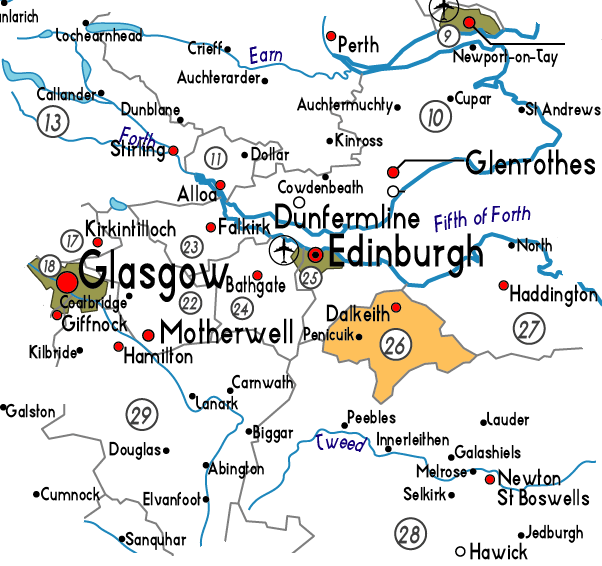 Map of Midlothian Province Area