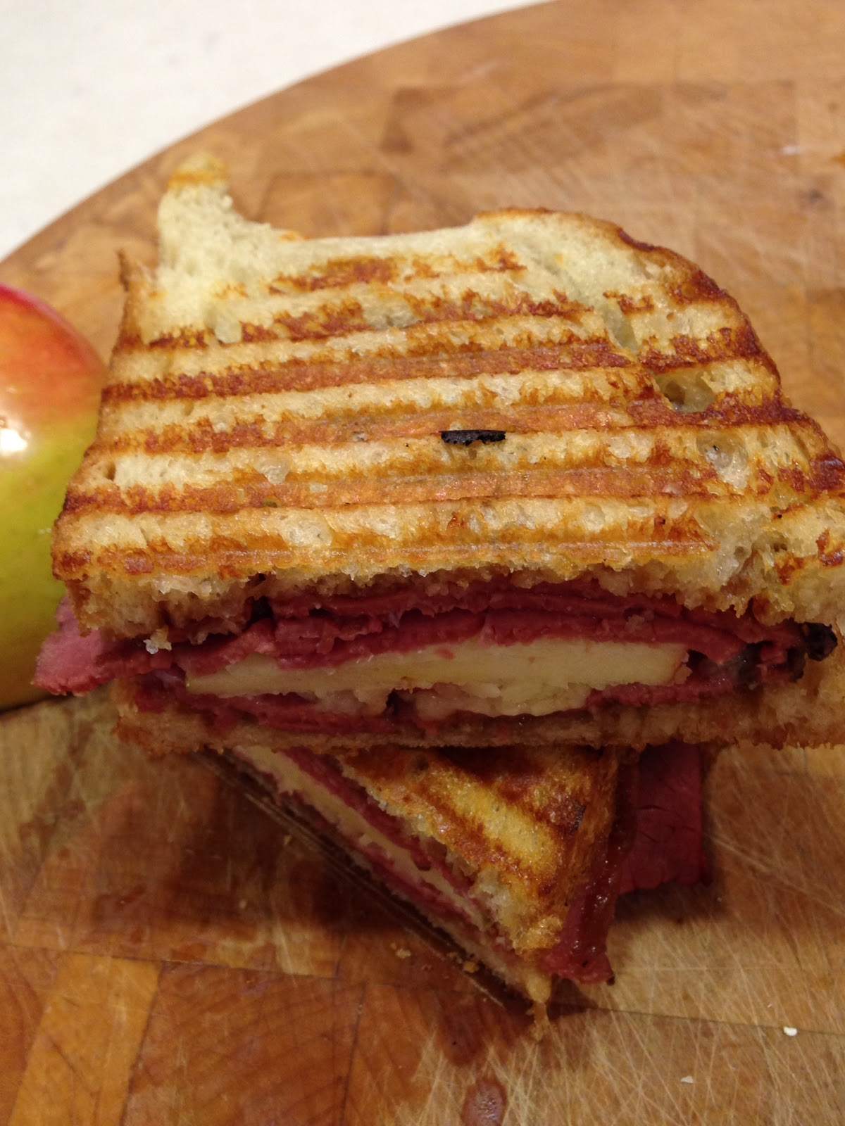 Accounting For All My Blessings Cheddar, Apple and Pastrami Grilled Cheese