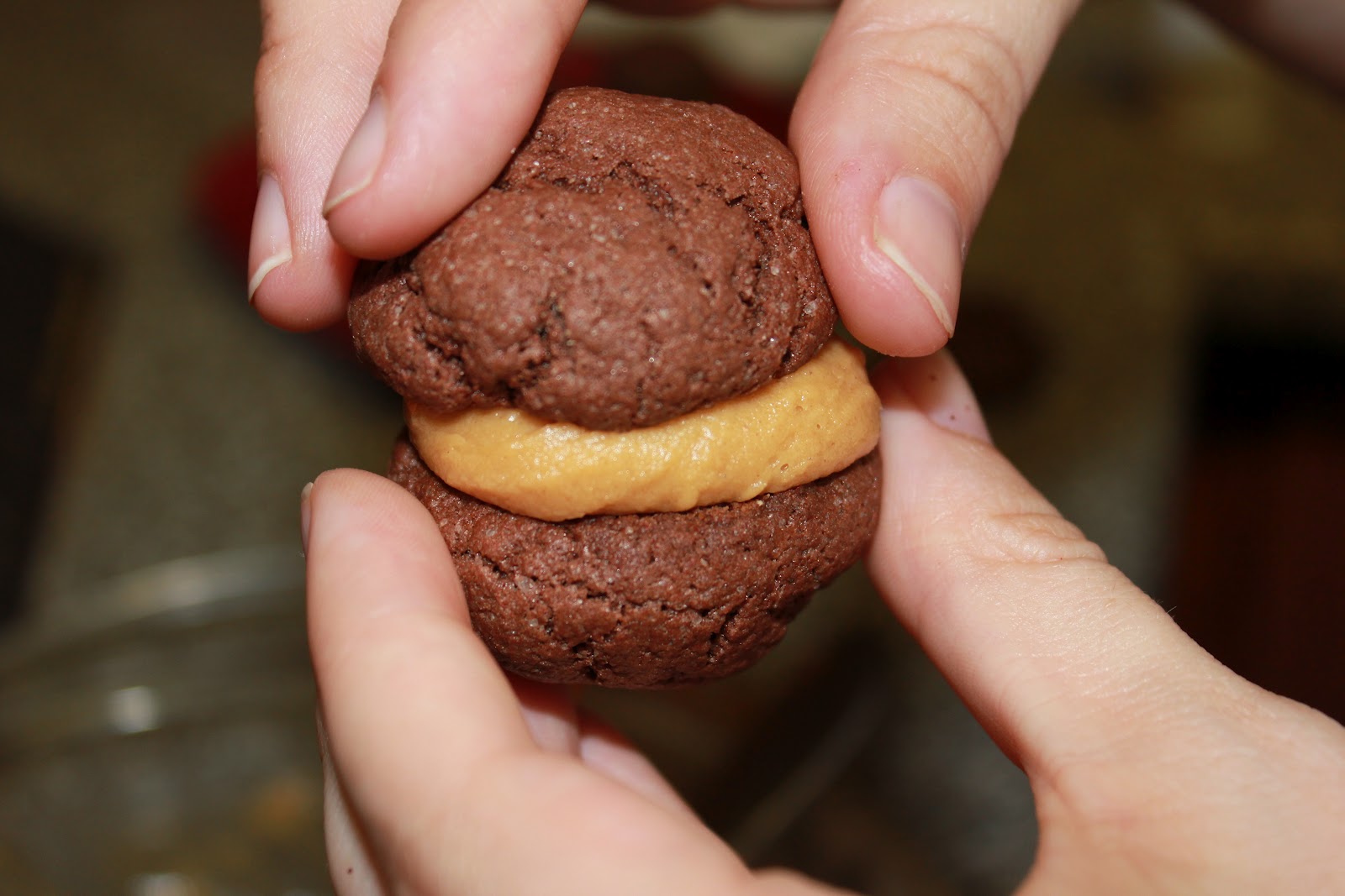 Girls in Aprons Chocolate Peanut Butter Sandwich Cookies