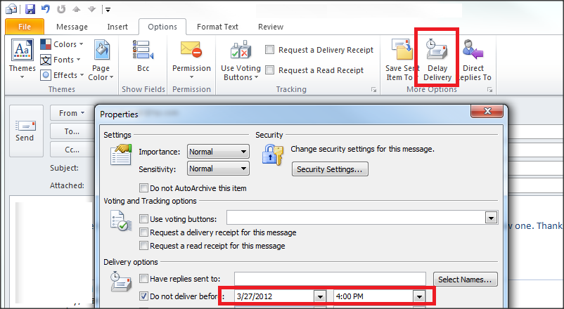 Microsoft Office Outlook Delay Send Email