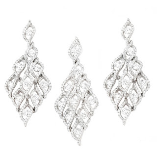 Diamond chandelier pendant & earring set