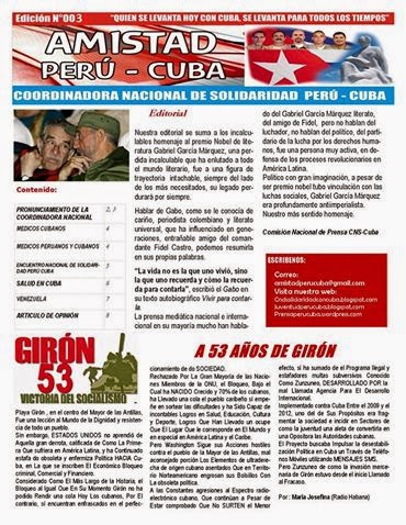 BOLETIN Nª003 "AMISTADPERUCUBA"