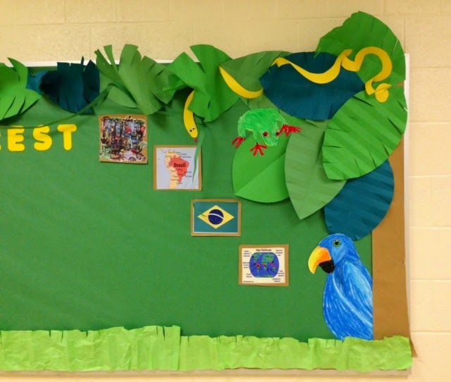 Avella Elementary Art Room Brazilian Rainforest Bulletin Board is UP