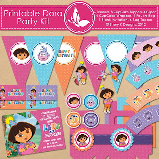 Dora Birthday Party Ideas on Shery K Designs  Free Printable Dora Birthday Kit