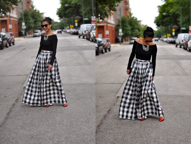 Check Maxi Skirt