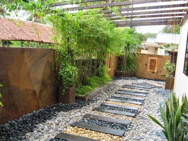 Plants, potteries and gardening products: Stepping stone in a garden