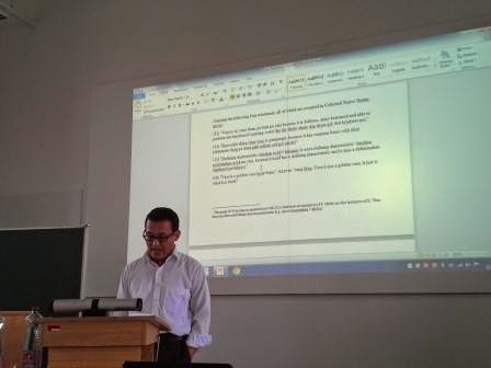 Prof. Dorje Wangchuk during his presentation at the Buddhist Translation workshop.