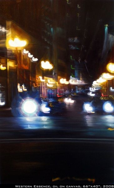 Alexandra Pacula pintura luzes da noite da cidade borradas velocidade