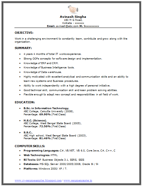 Resume For Bsc Students Resume For Bsc Students