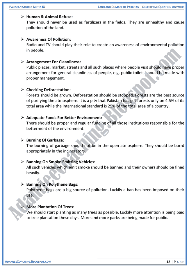 land-and-climate-of-pakistan-descriptive-question-answers-pakistan-studies-ix