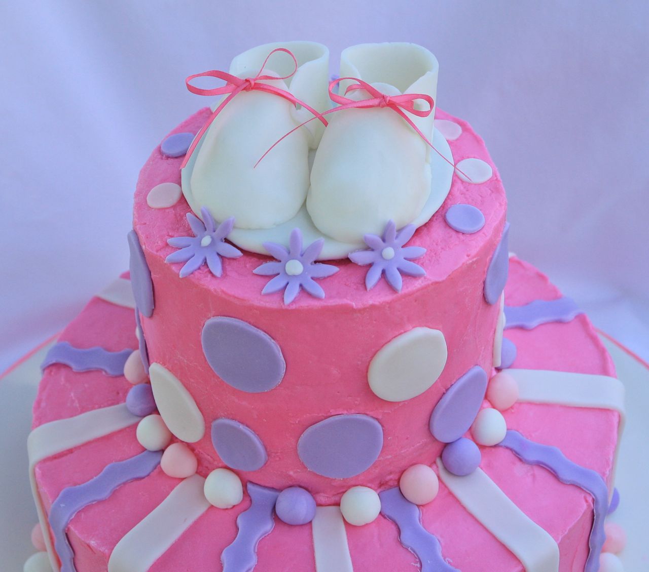 Cakealicious Surprises: Pink & Purple 2 Tier Baby Shower Cake