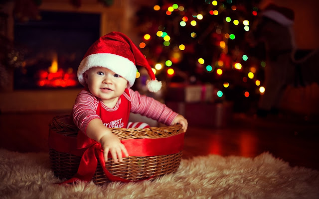 Cute Baby Wearing Christmas Cap