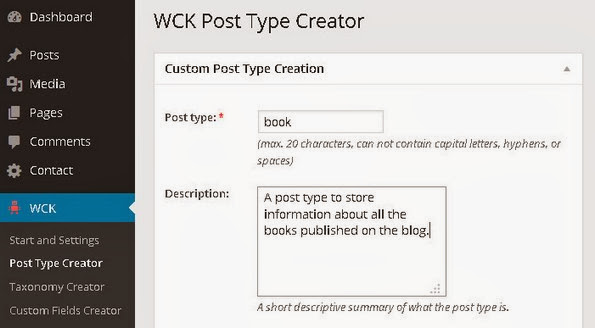 Custom post type creation dialogue box