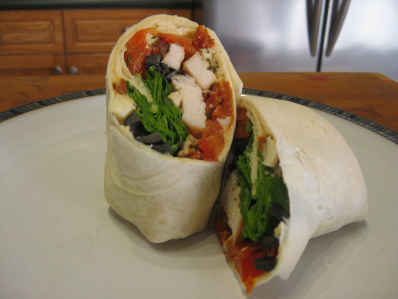 Just Messin' Around Spinach, Tomato, Chicken and Hummus Wrap
